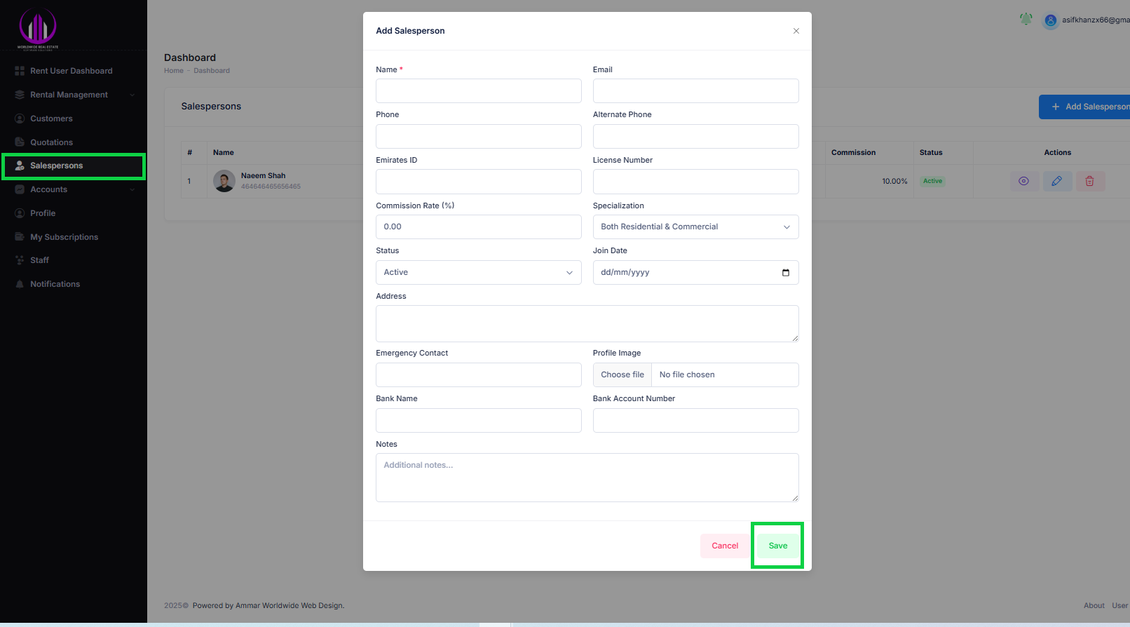 Salespersons Creation